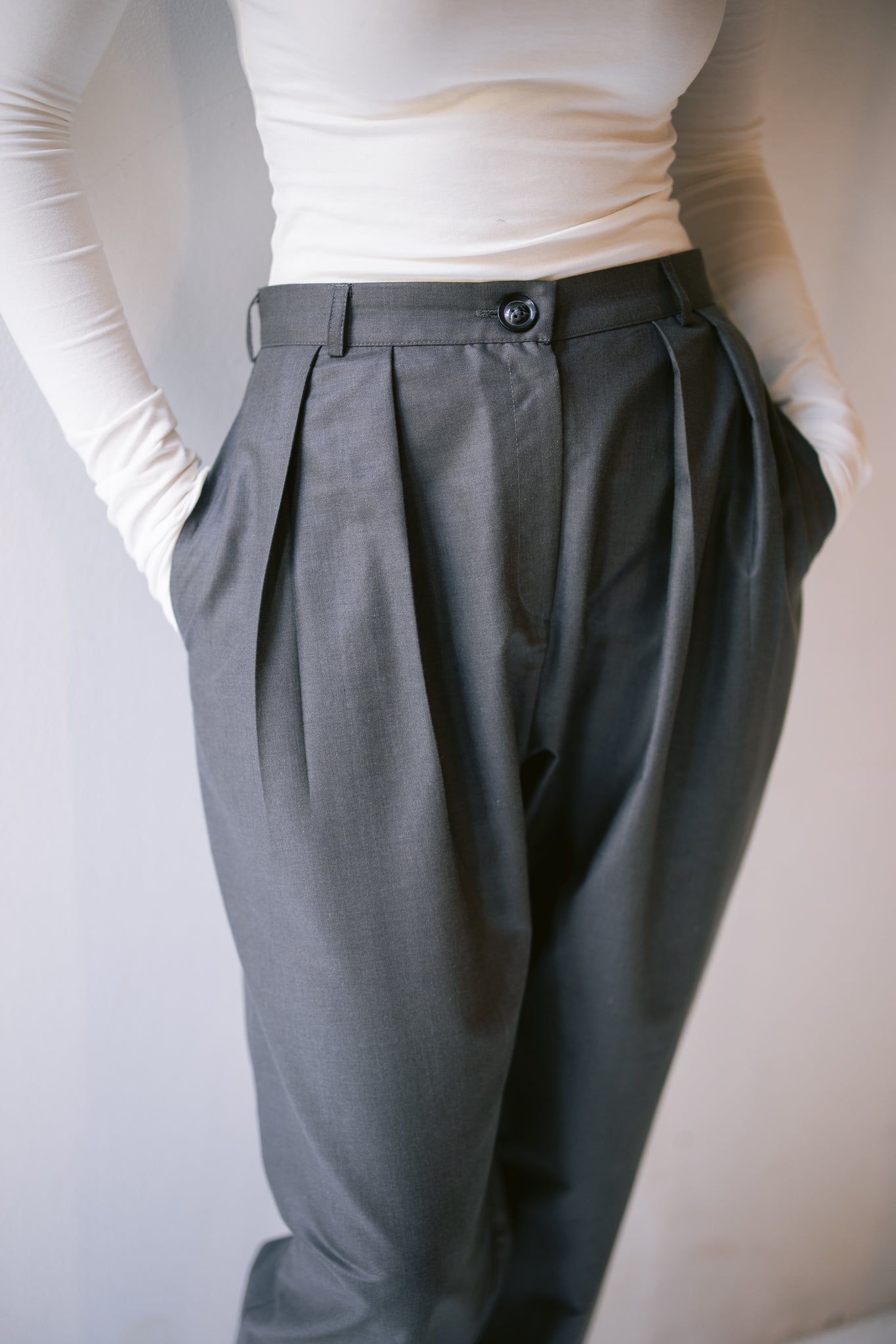 Straight Tailored Trousers - Gray