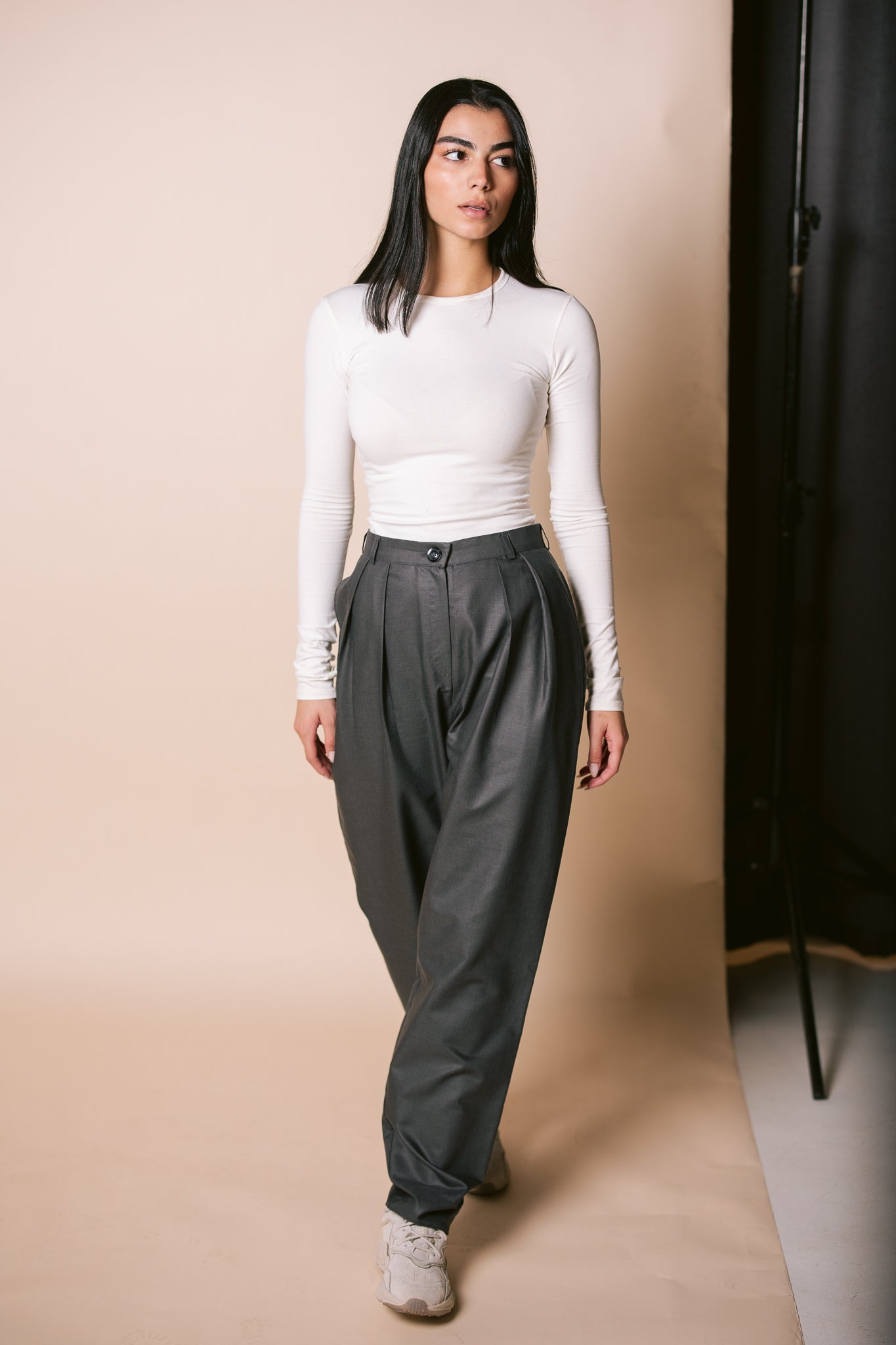 Straight Tailored Trousers - Gray