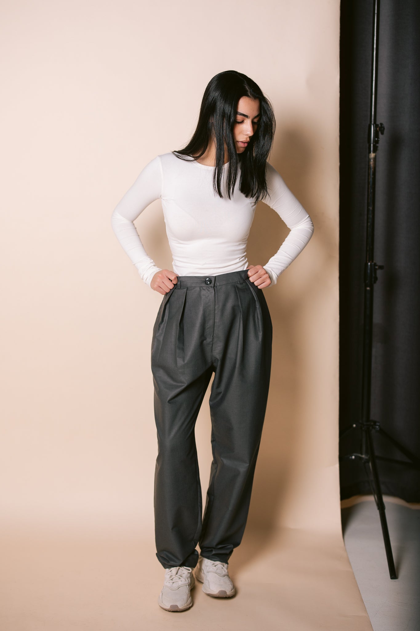 Straight Tailored Trousers - Gray