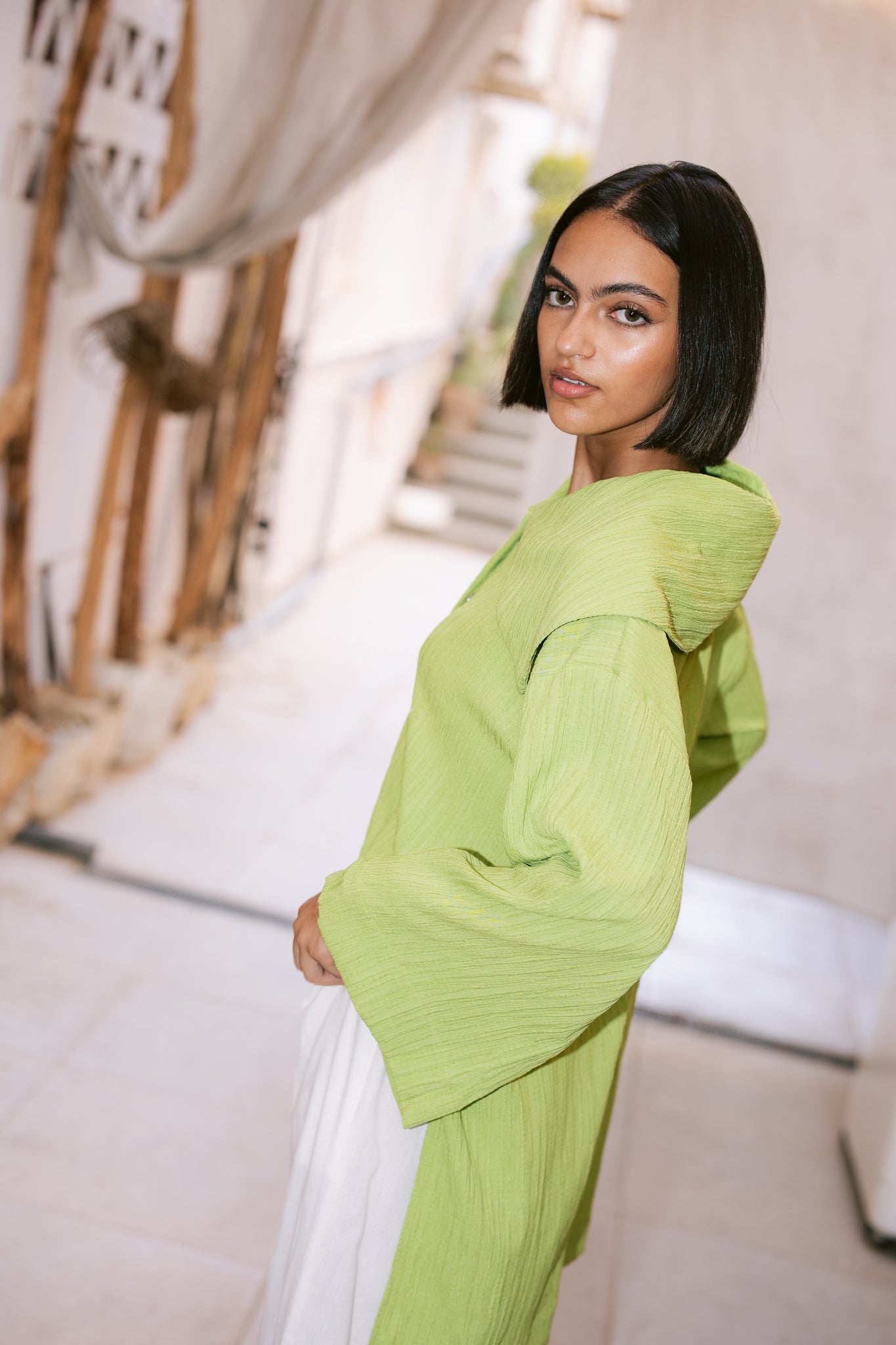 Waffle Knit Shirt - Apple Green