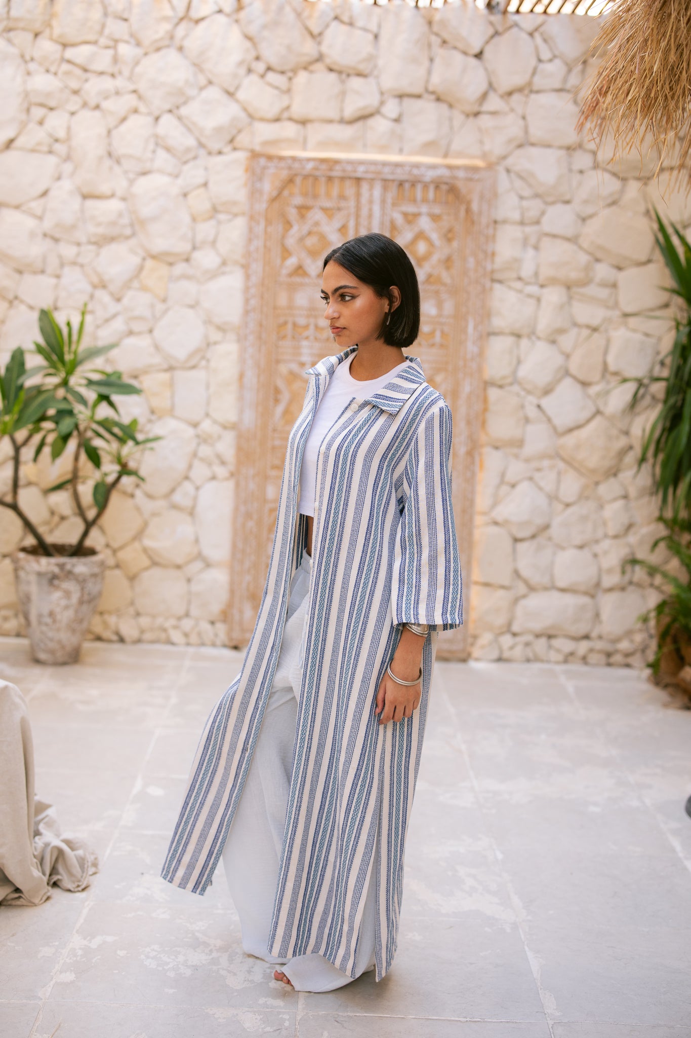 Striped Shirt Dress - Ocean Blue