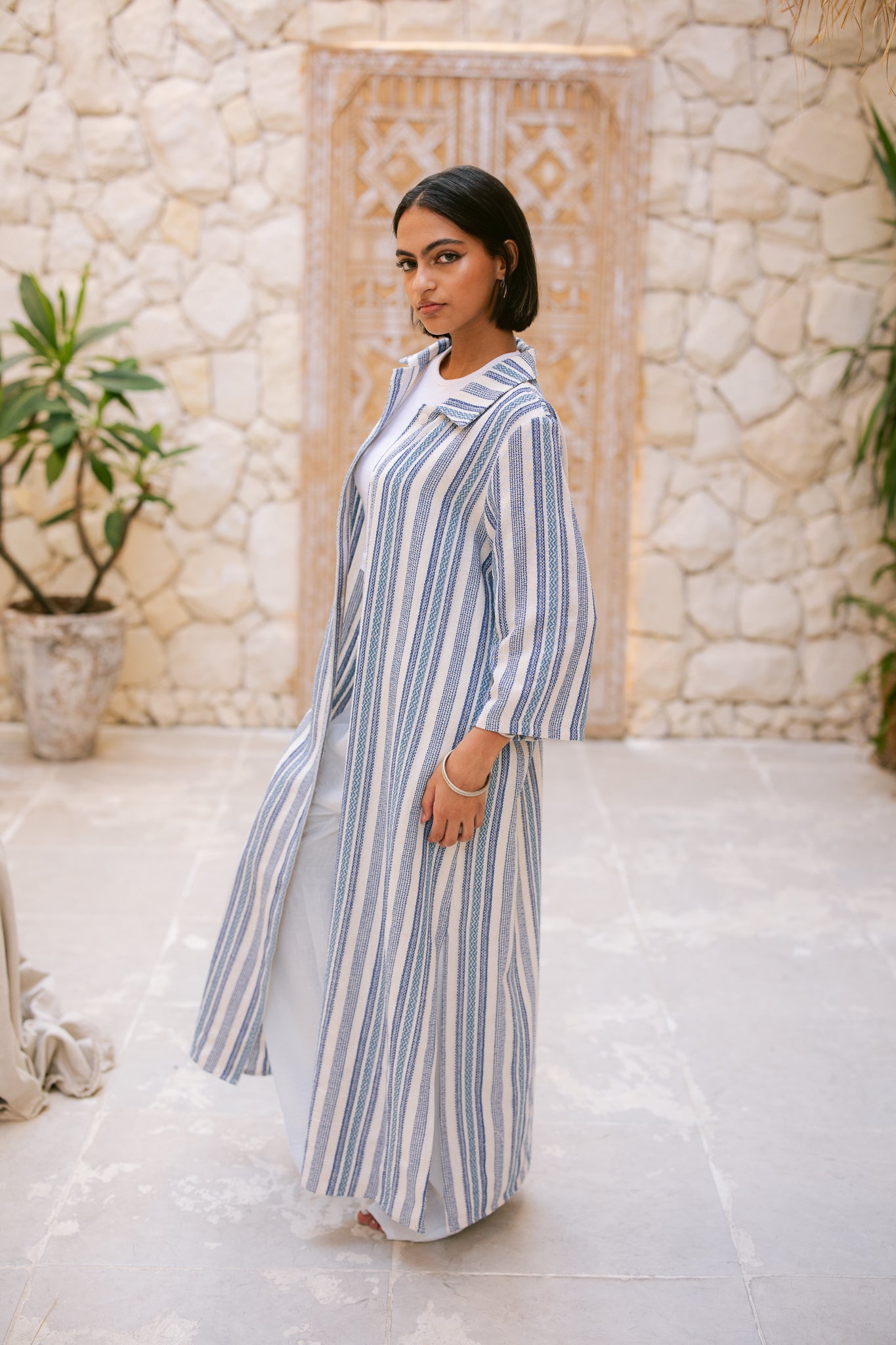 Striped Shirt Dress - Ocean Blue