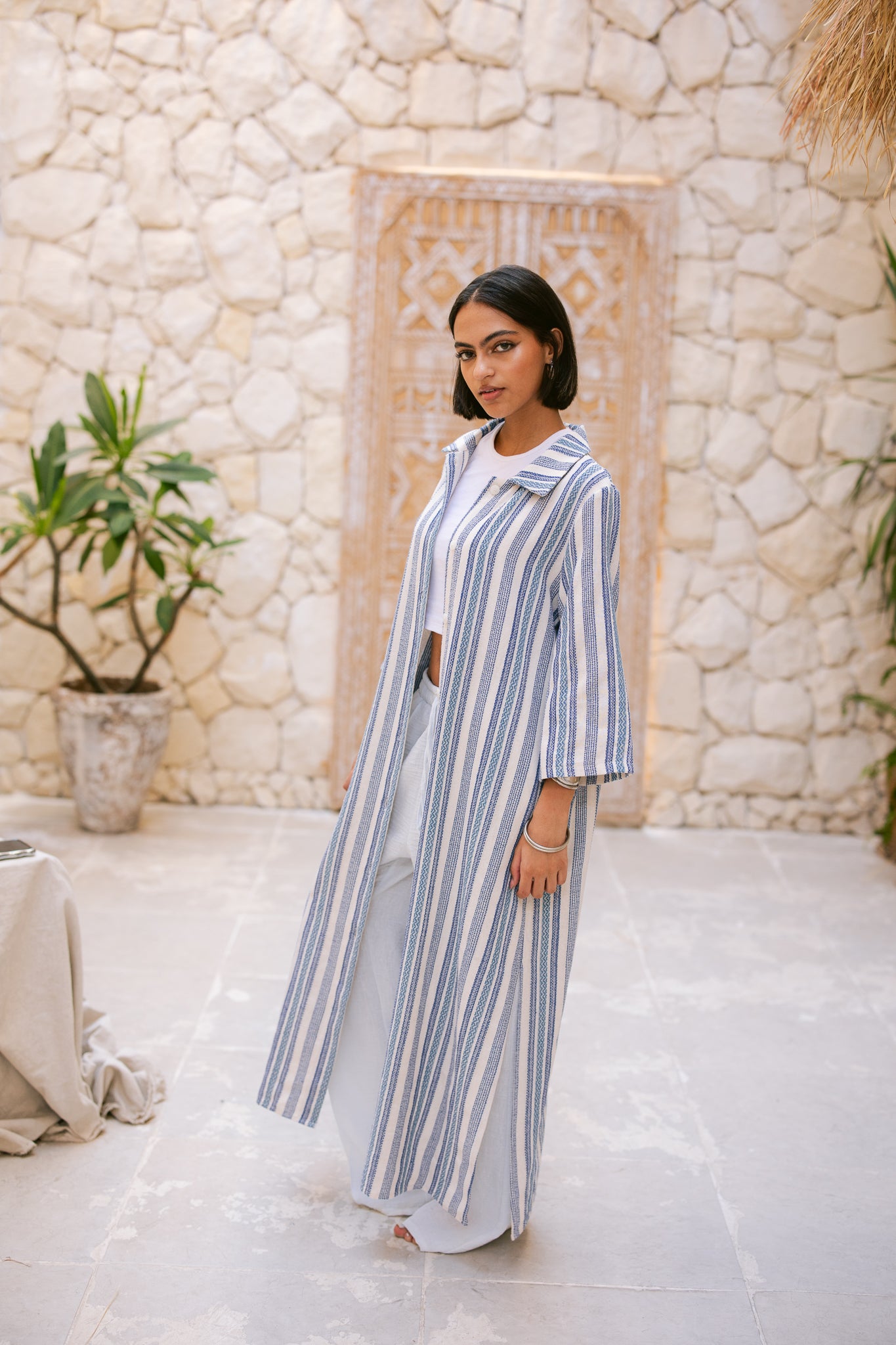 Striped Shirt Dress - Ocean Blue