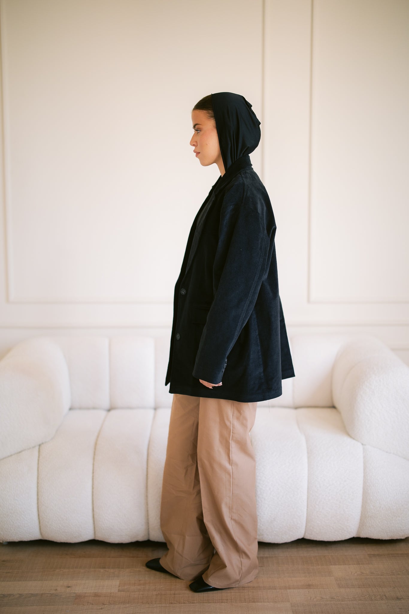Oversized Suede Blazer - Black