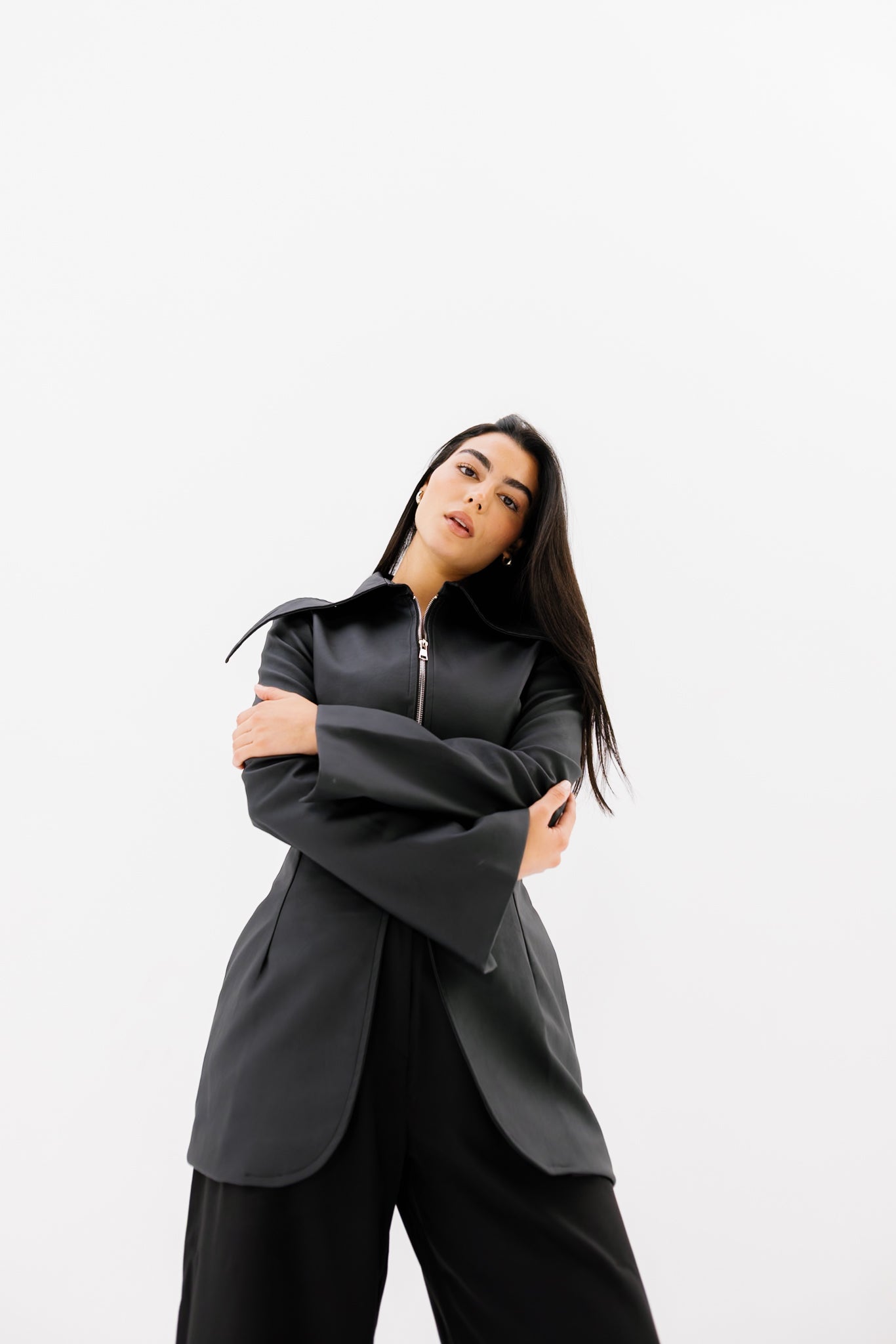 Fitted Leather Jacket - Black