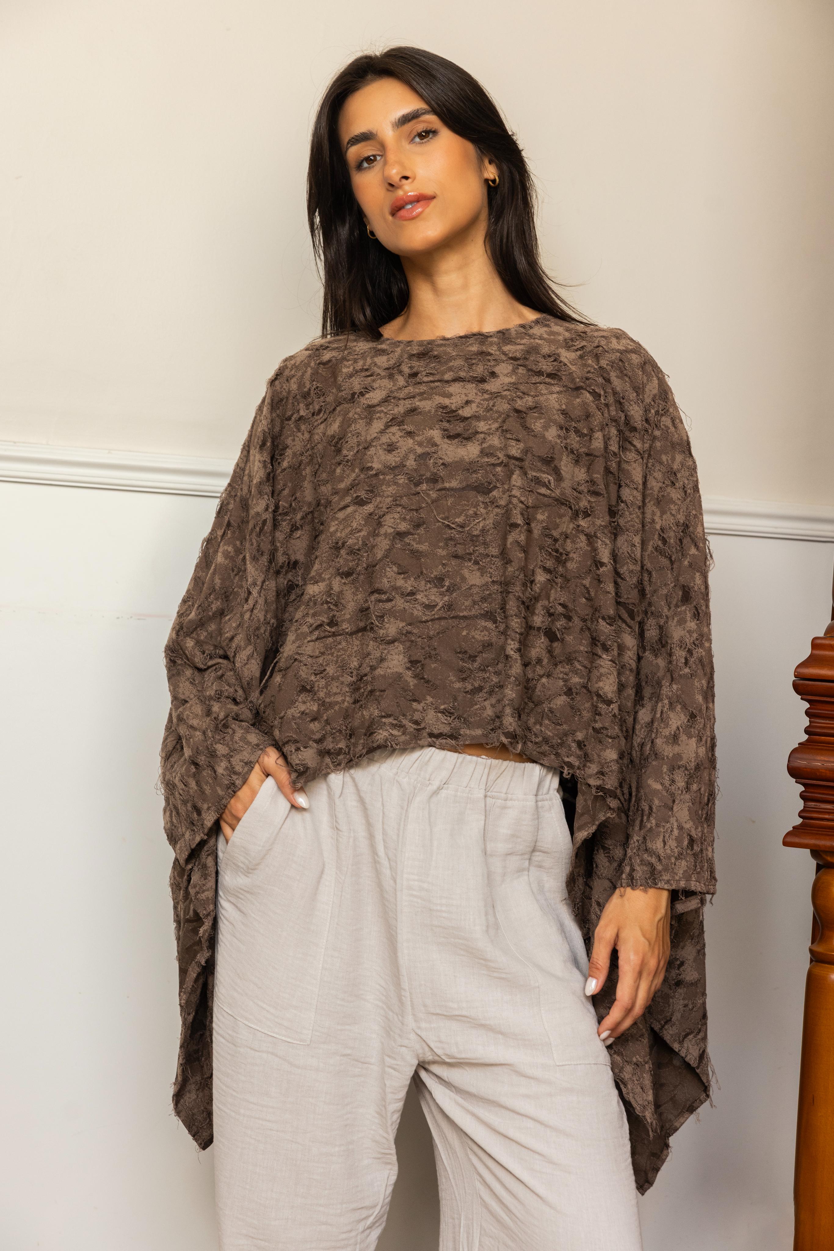 Wild Weave Poncho - Brown