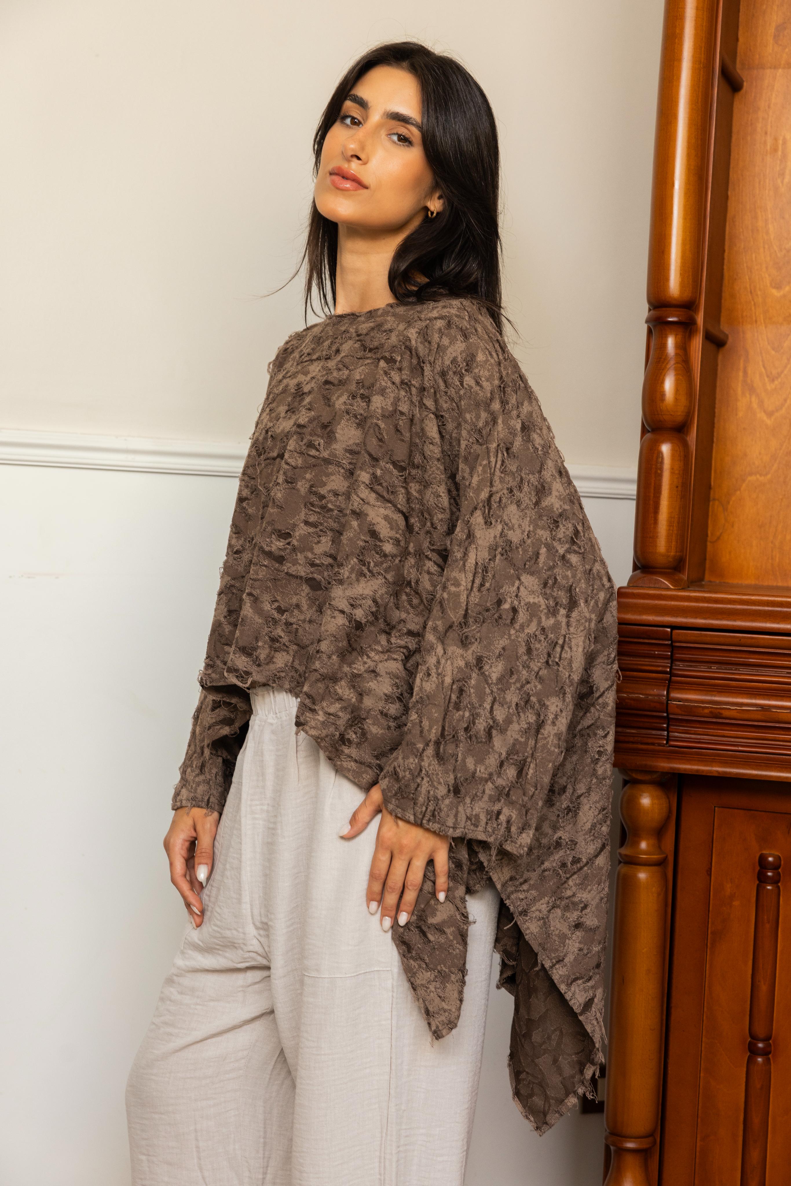 Wild Weave Poncho - Brown