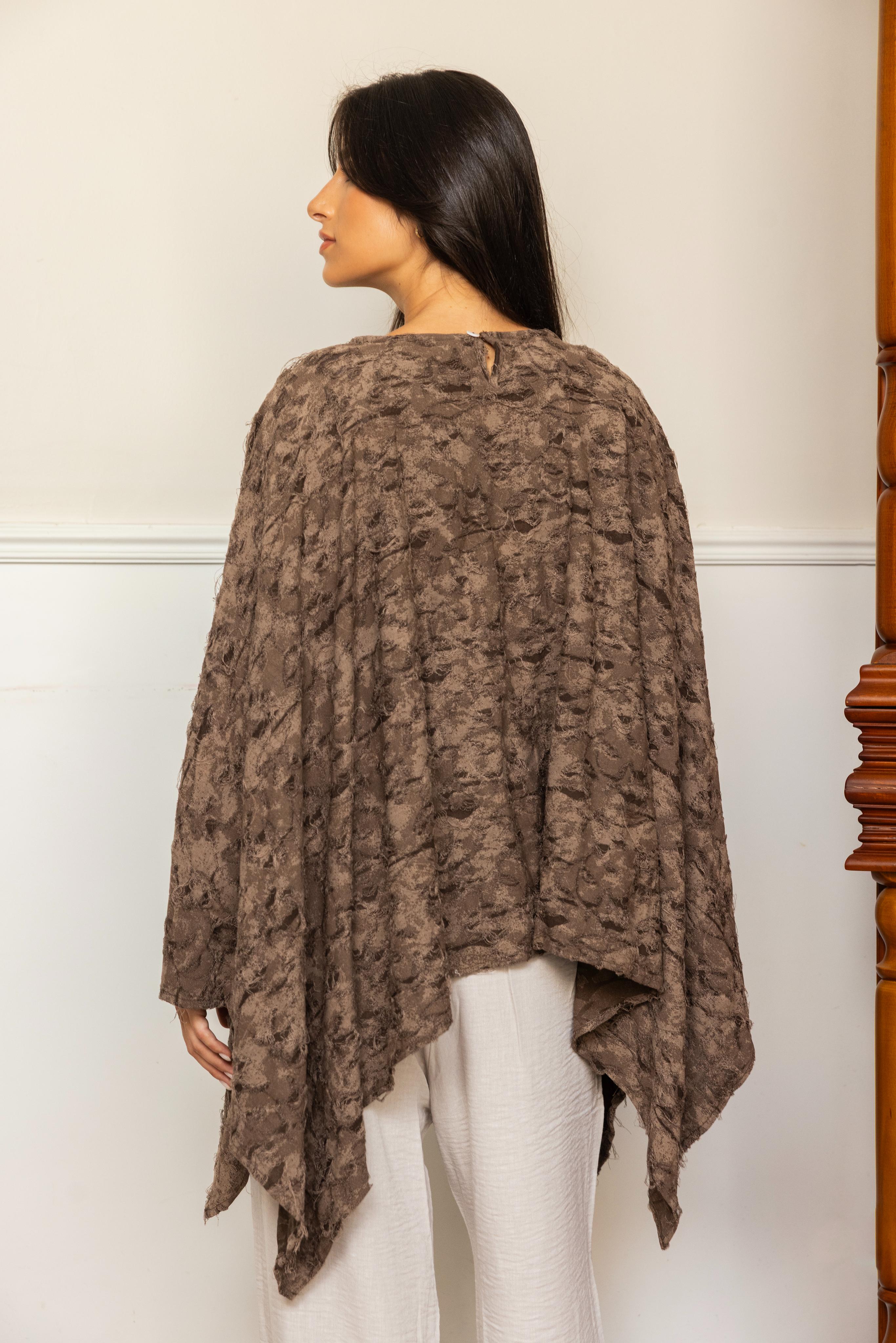 Wild Weave Poncho - Brown
