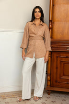 Drape Shirt - Coral Orange