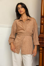 Drape Shirt - Coral Orange