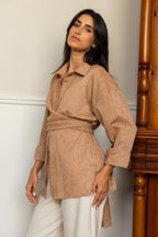 Drape Shirt - Coral Orange