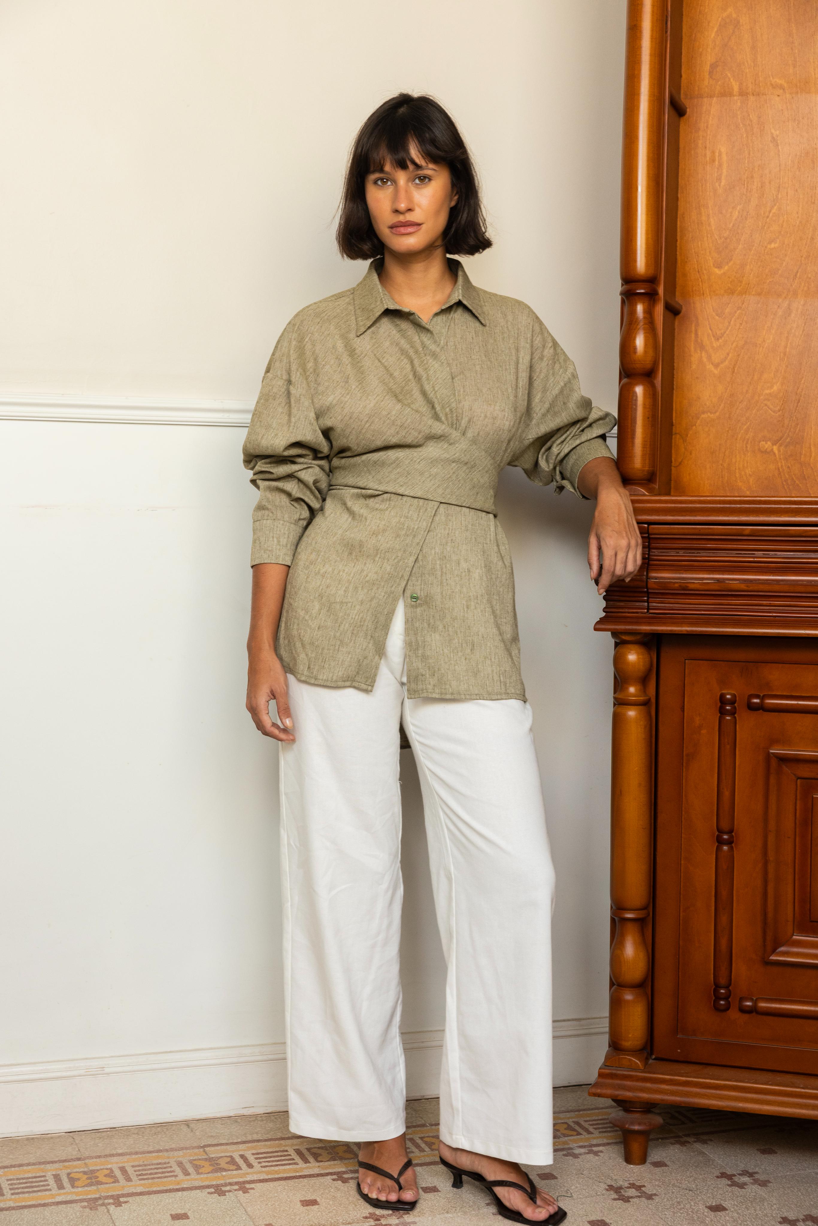 Drape Shirt - Olive