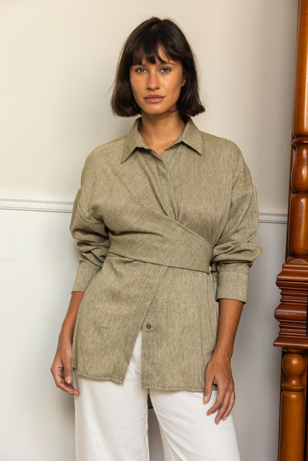 Drape Shirt - Olive