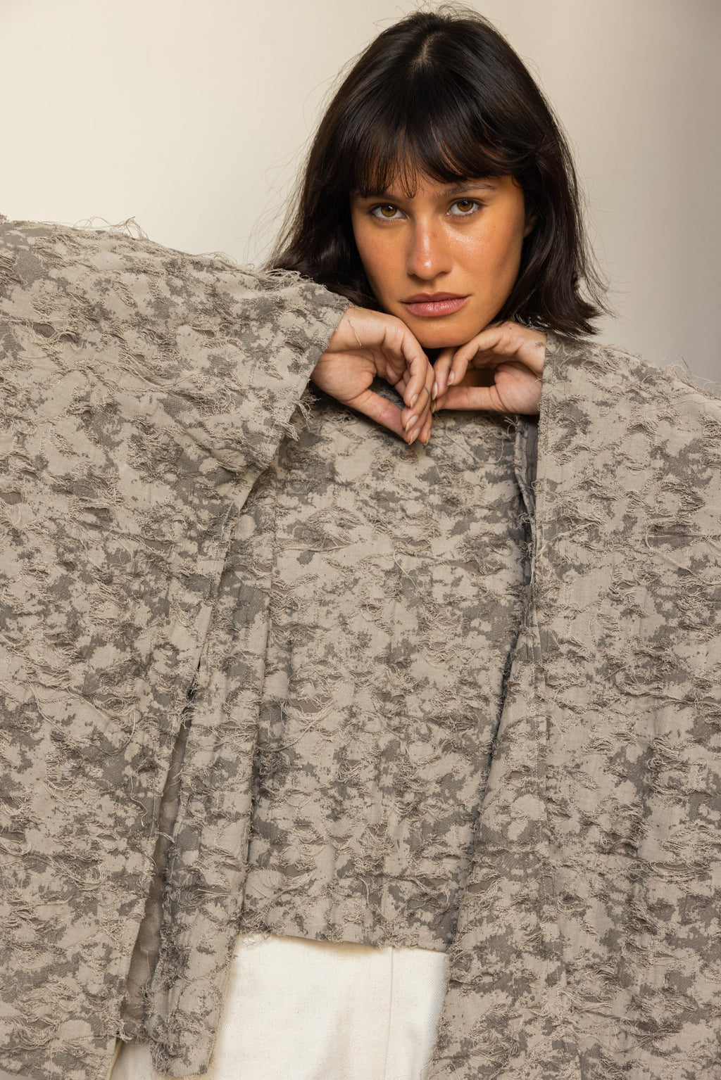 Wild Weave Poncho - Light Gray