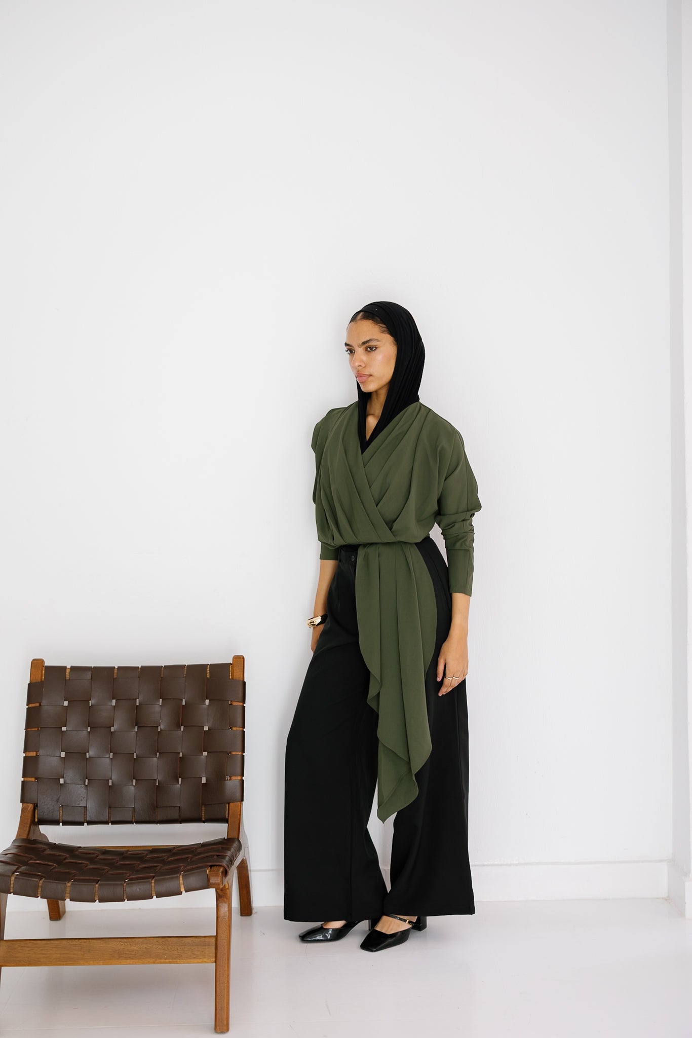 The Flow & Fold Blouse - Olive