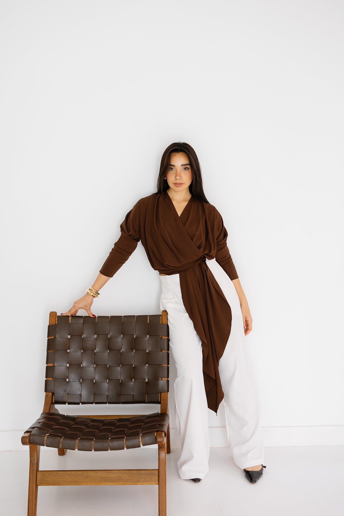 The Flow & Fold Blouse - Brown