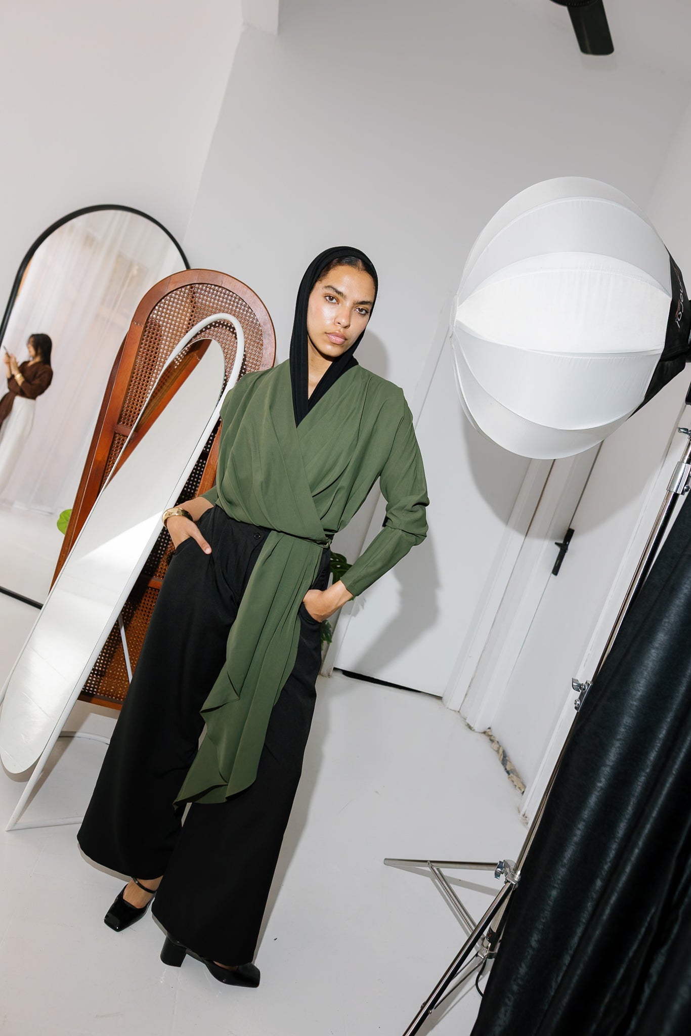 The Flow & Fold Blouse - Olive