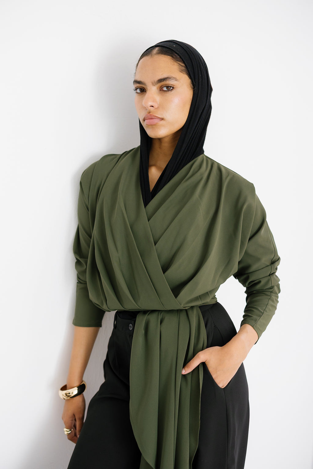 The Flow & Fold Blouse - Olive