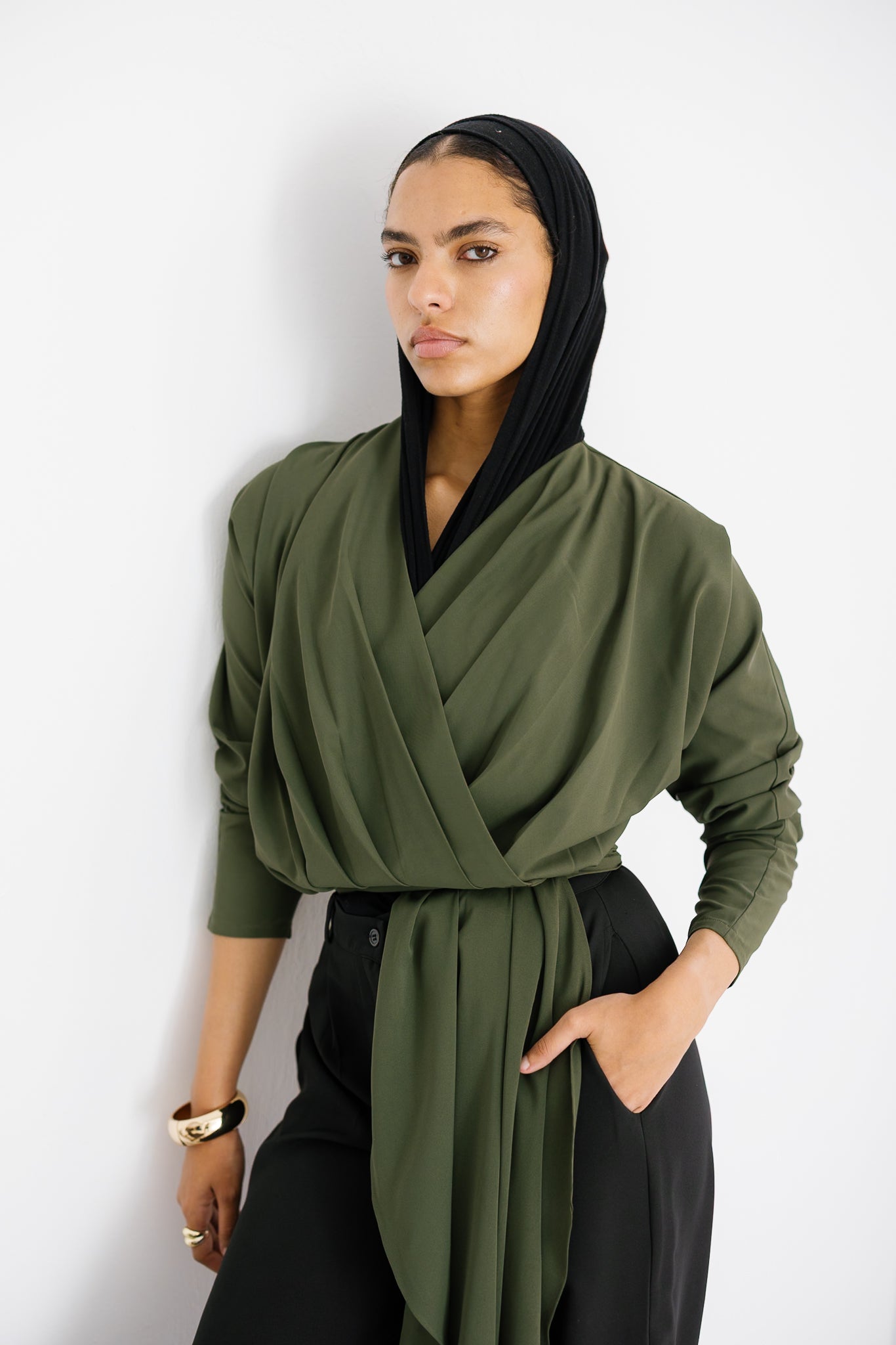 The Flow & Fold Blouse - Olive