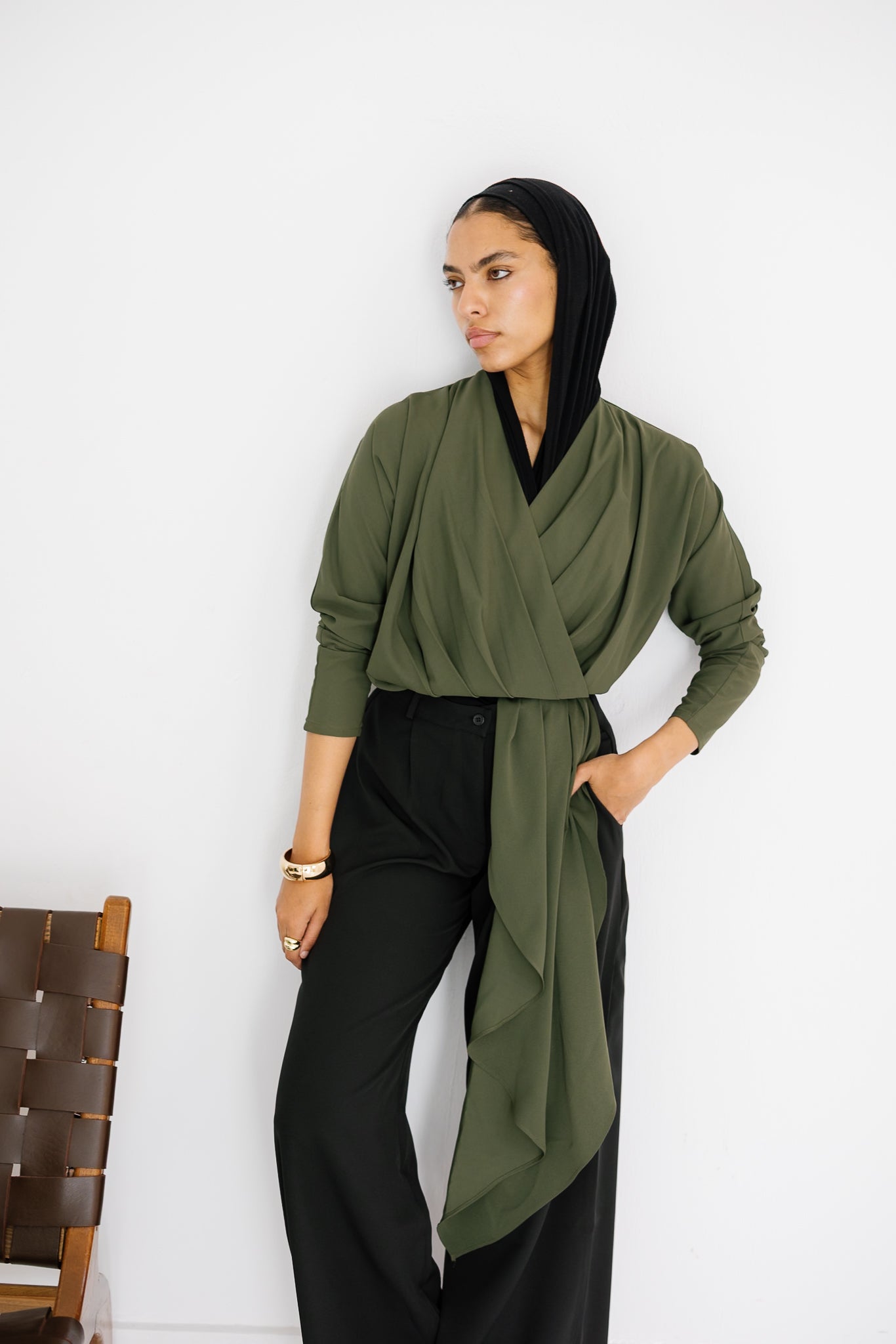 The Flow & Fold Blouse - Olive