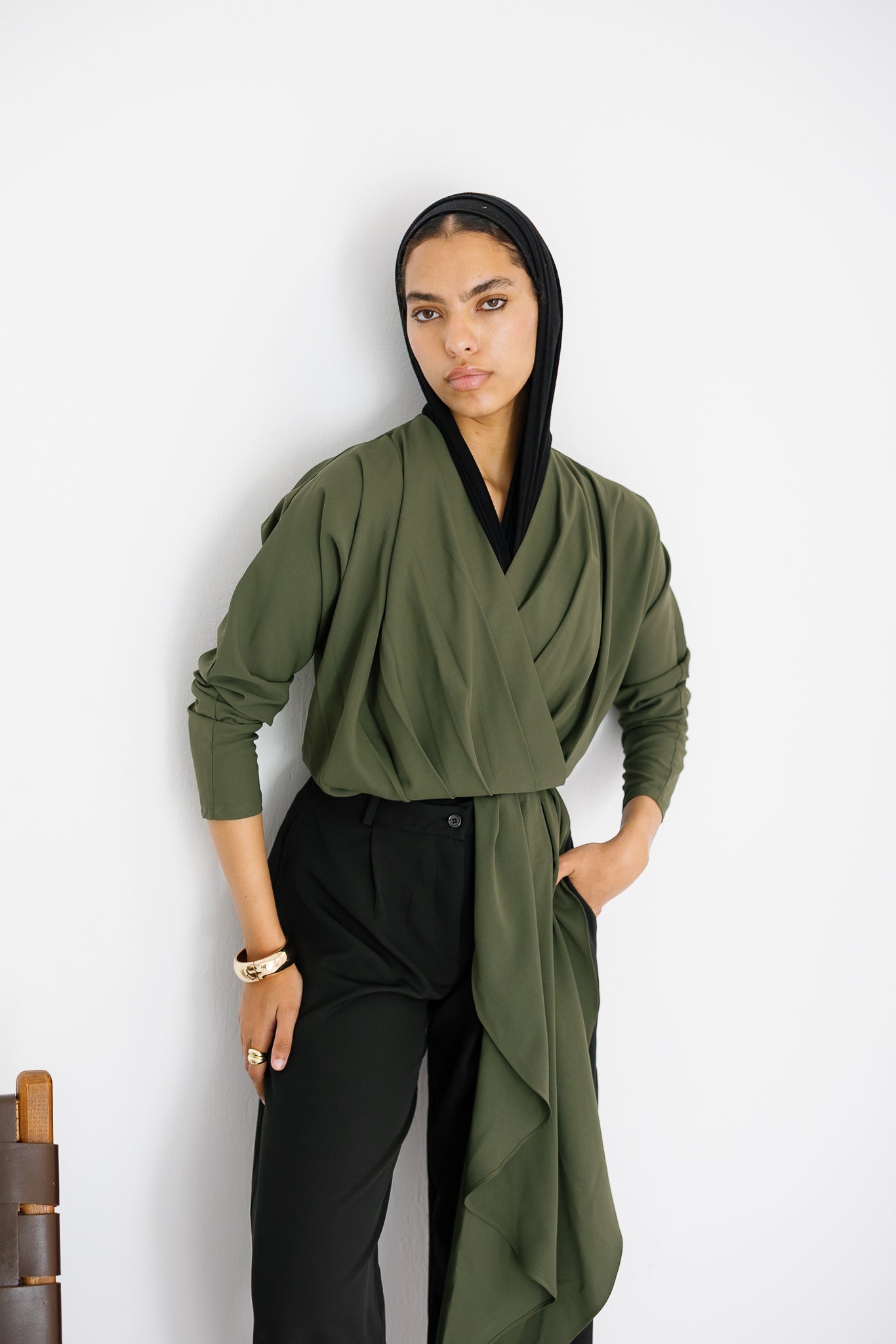 The Flow & Fold Blouse - Olive