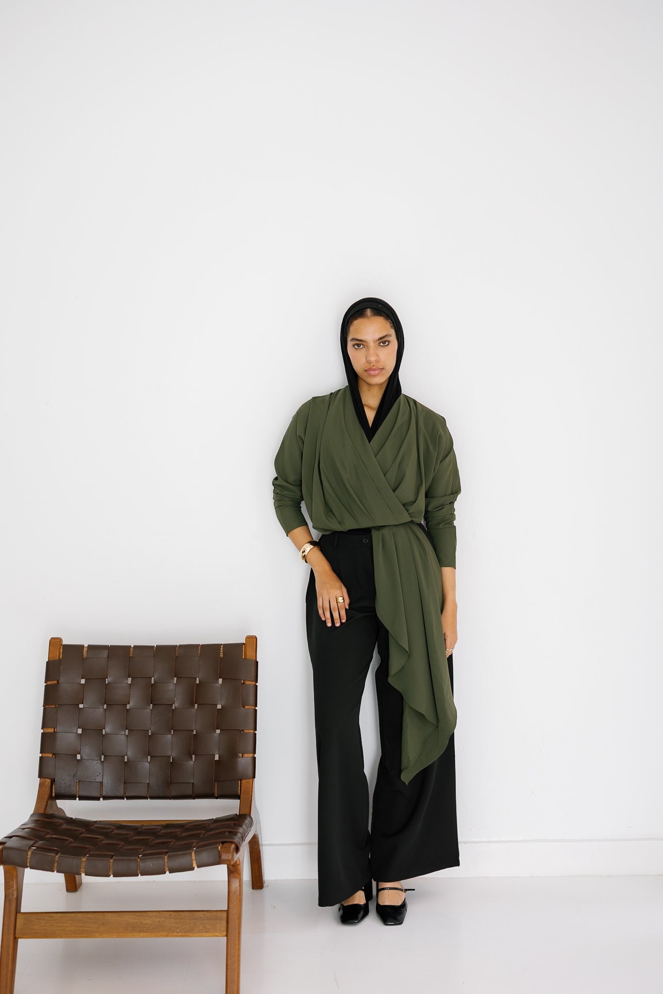 The Flow & Fold Blouse - Olive
