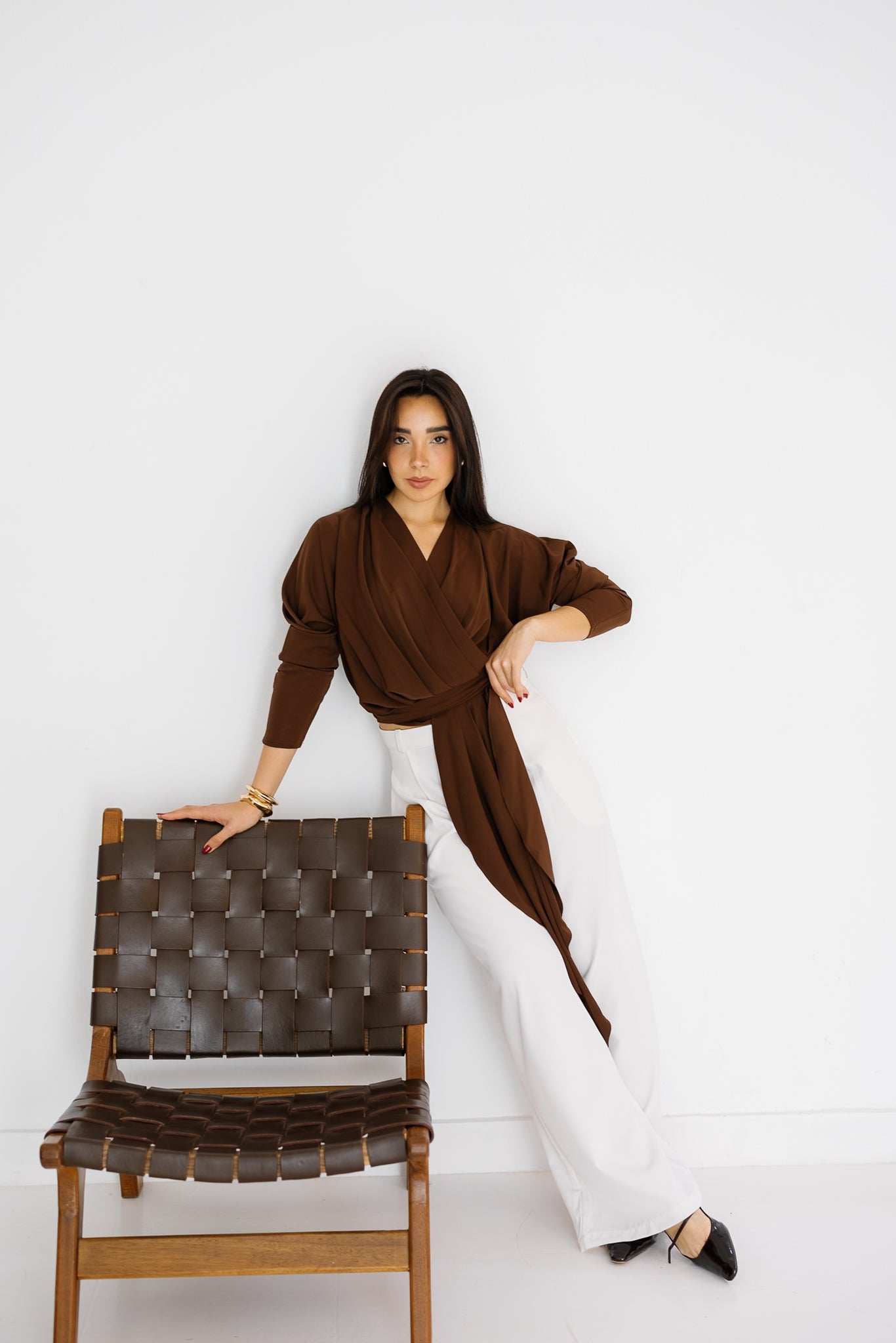 The Flow & Fold Blouse - Brown