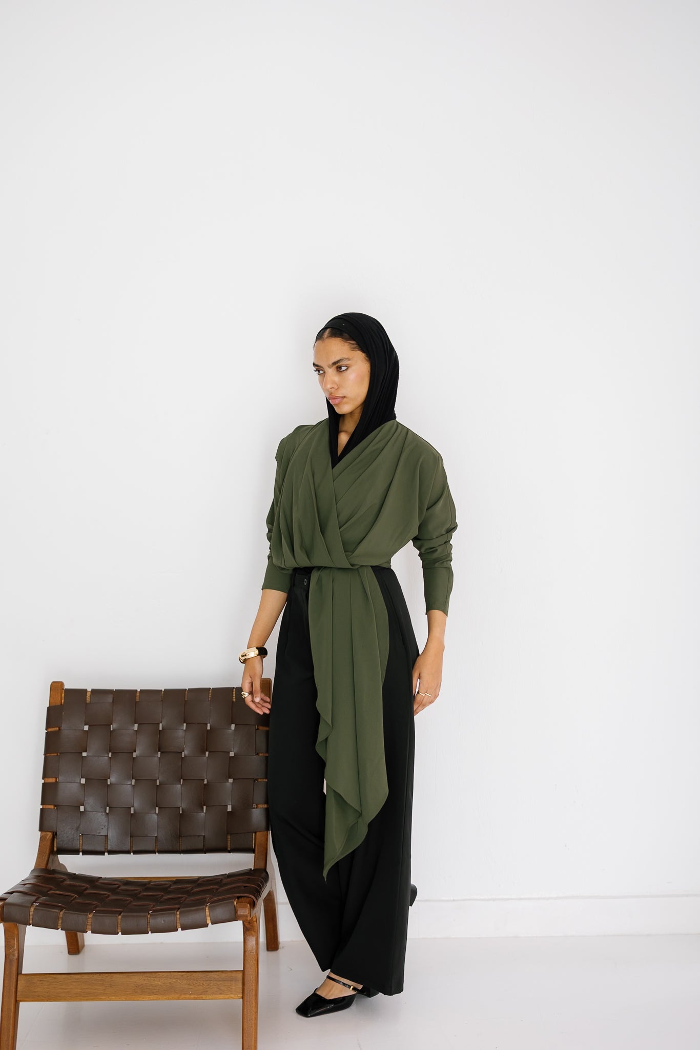 The Flow & Fold Blouse - Olive