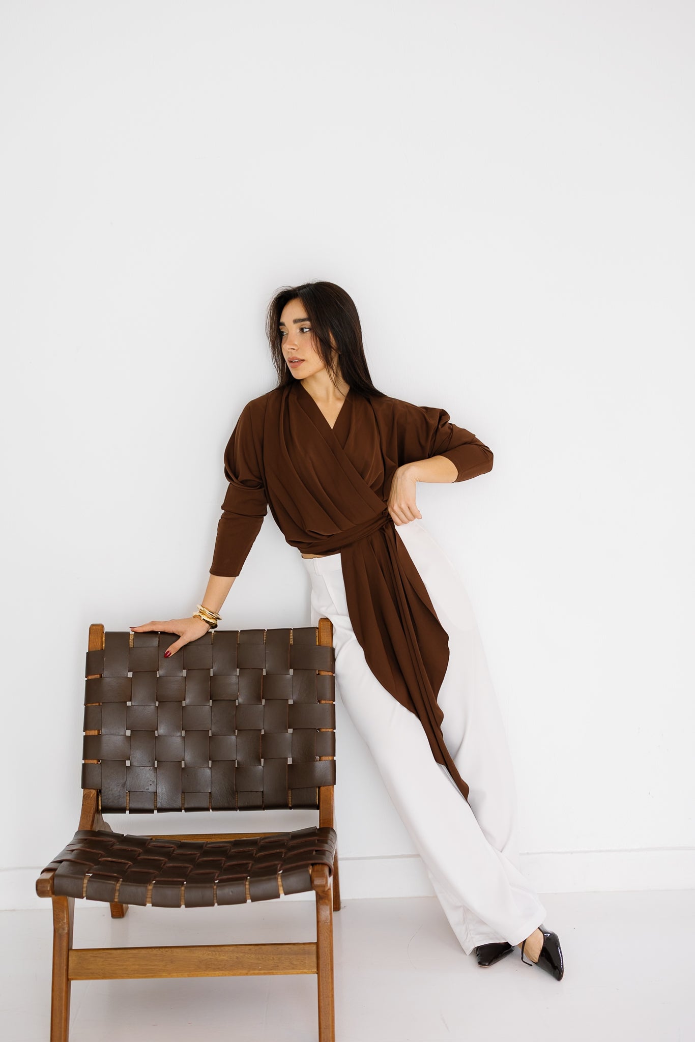 The Flow & Fold Blouse - Brown