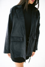 Oversized Suede Blazer - Black