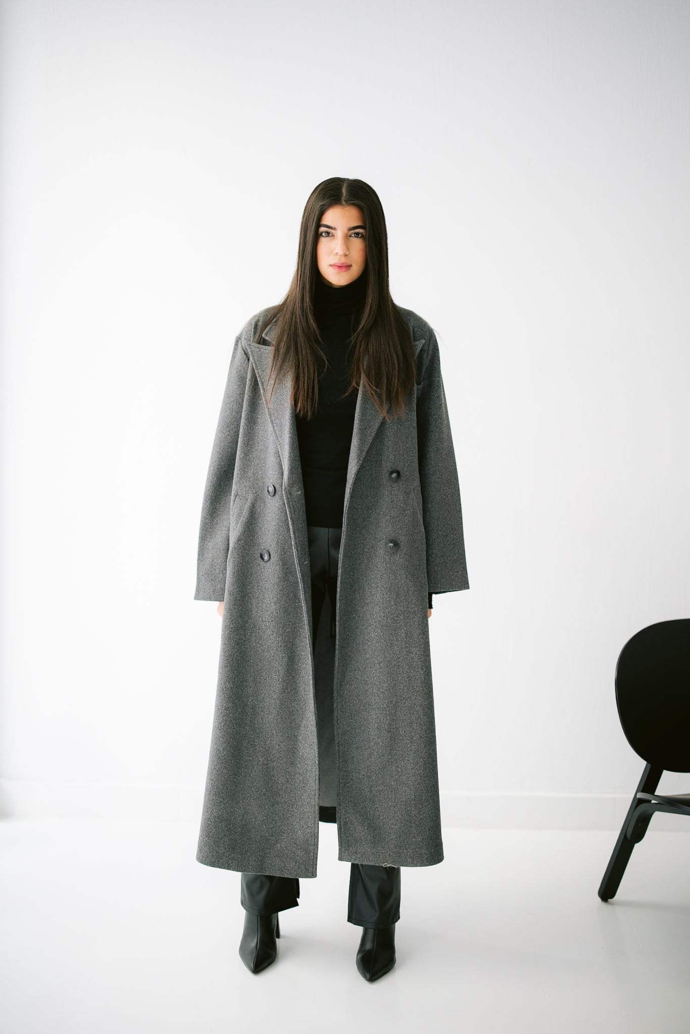 French Long Coat -Dark Gray