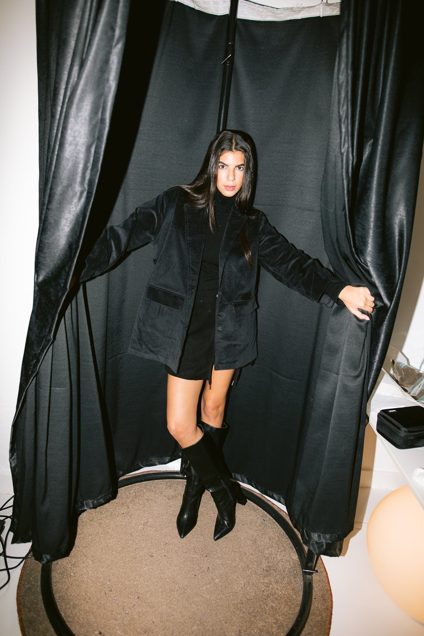 Oversized Suede Blazer - Black