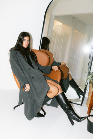 French Long Coat -Dark Gray