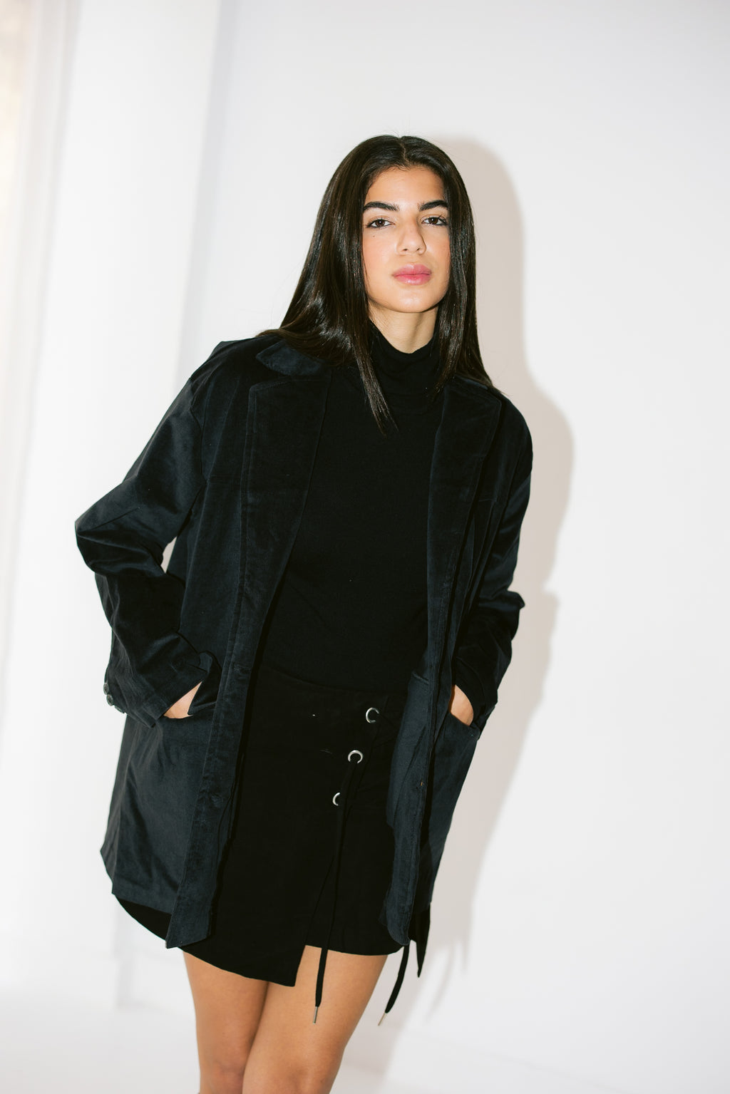 Oversized Suede Blazer - Black