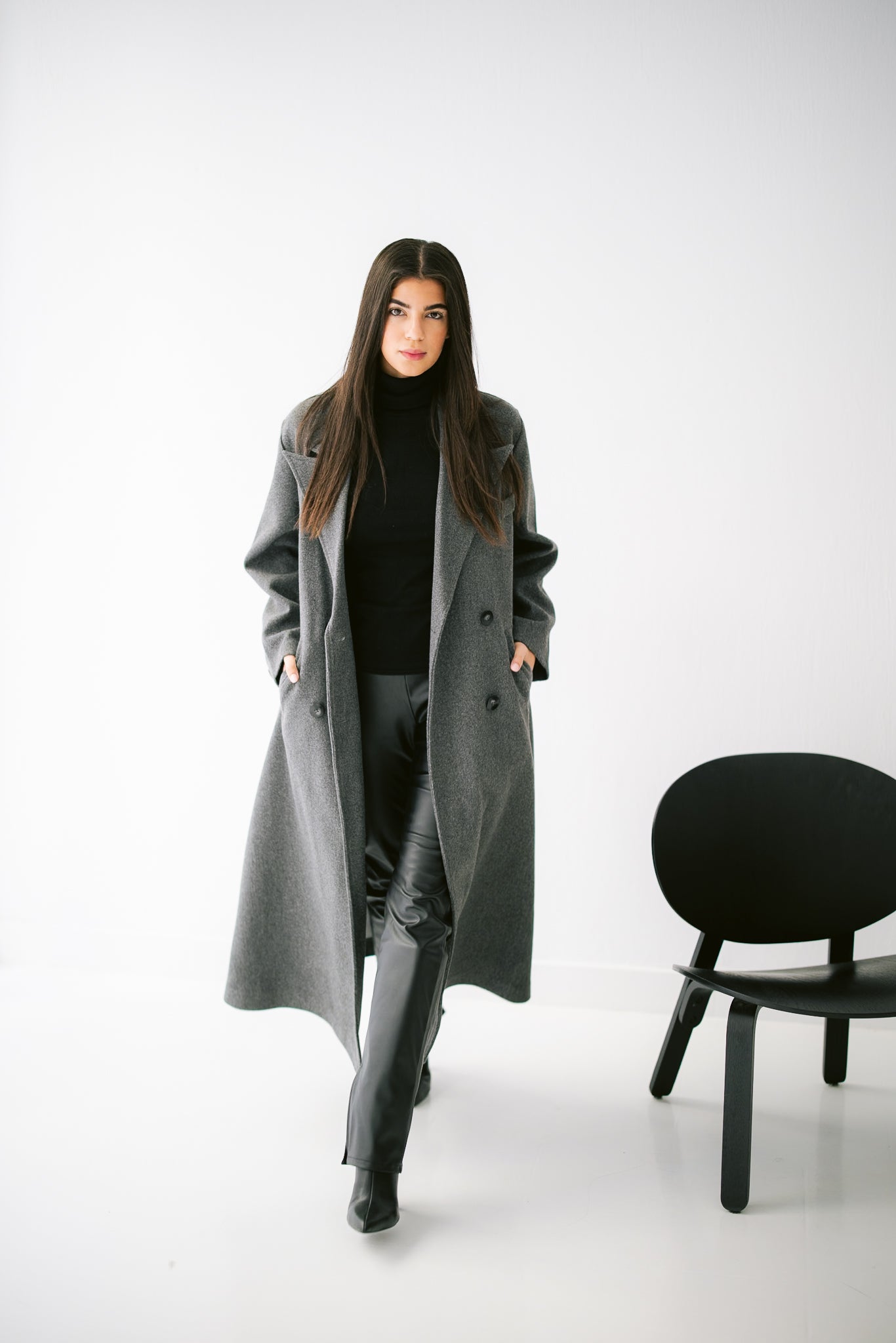 French Long Coat -Dark Gray