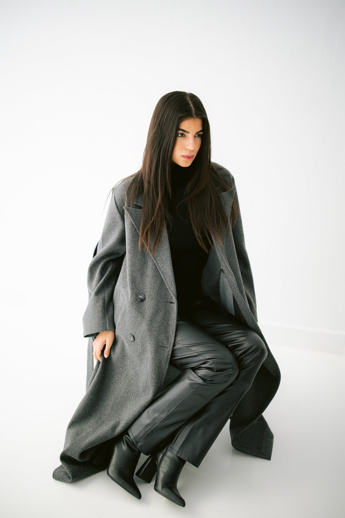 French Long Coat -Dark Gray