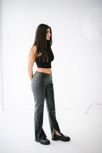 Flared Leather Trousers - Black