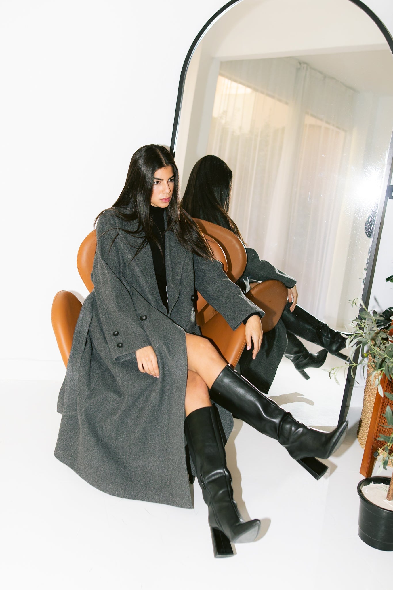 French Long Coat -Dark Gray