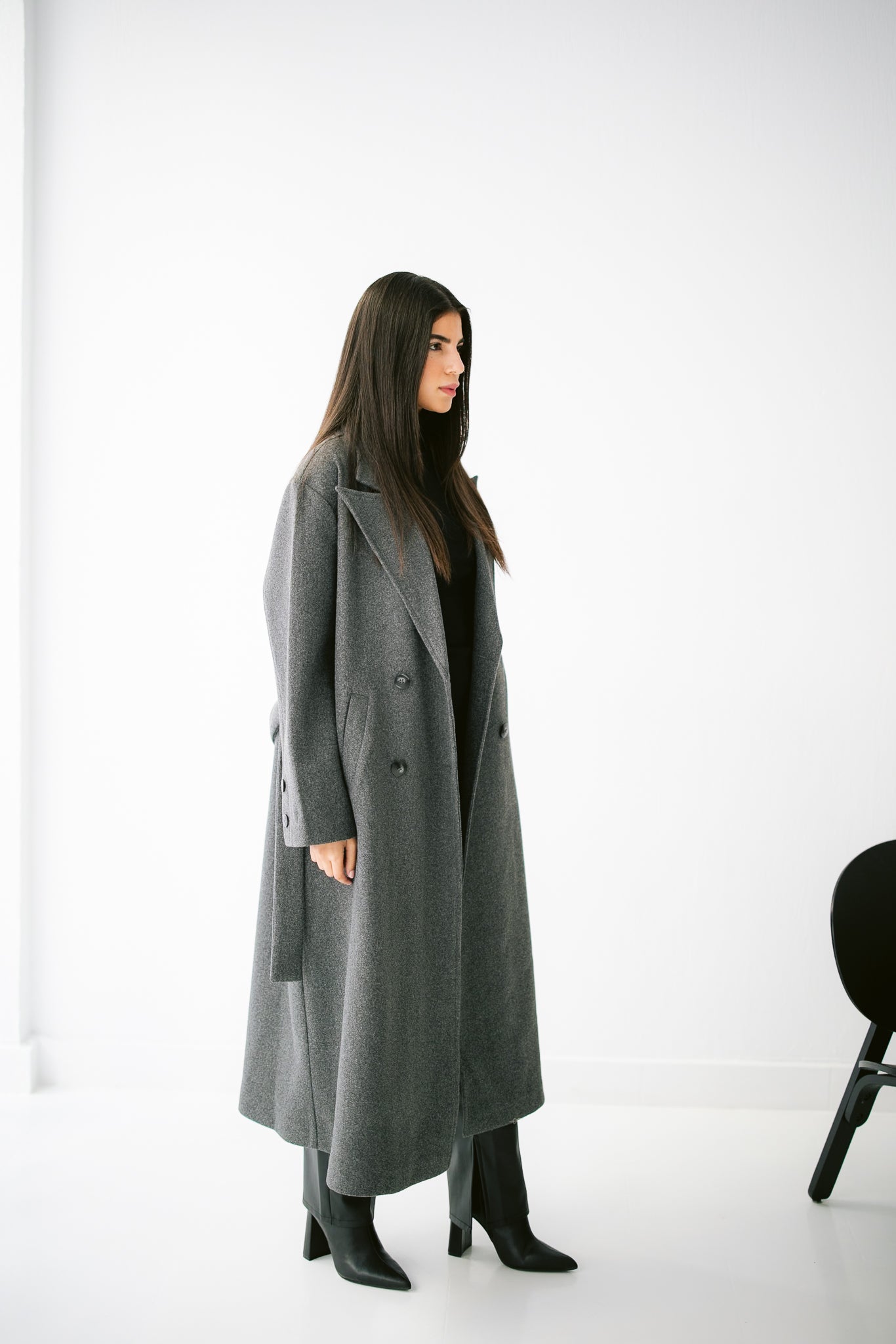 French Long Coat -Dark Gray