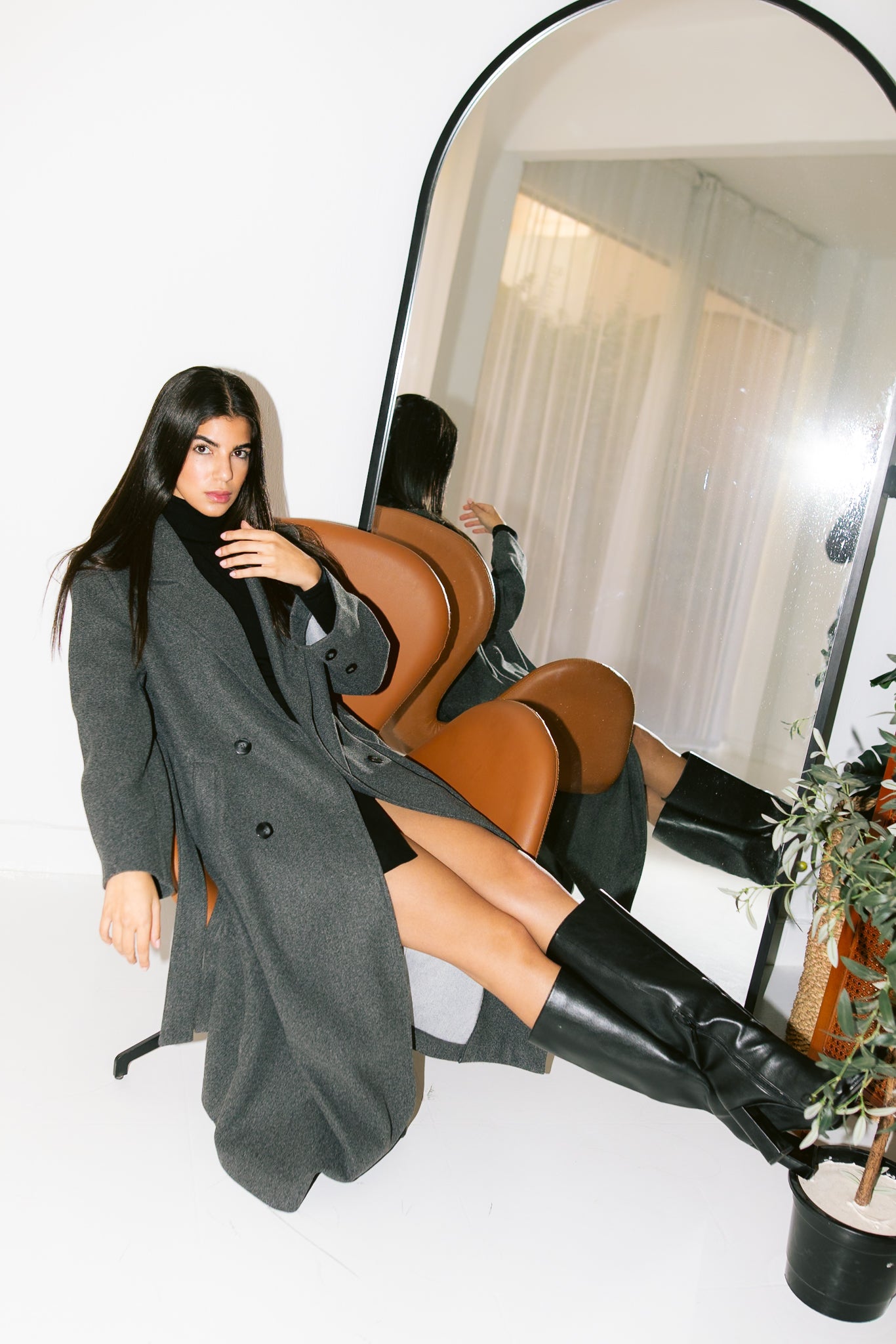 French Long Coat -Dark Gray