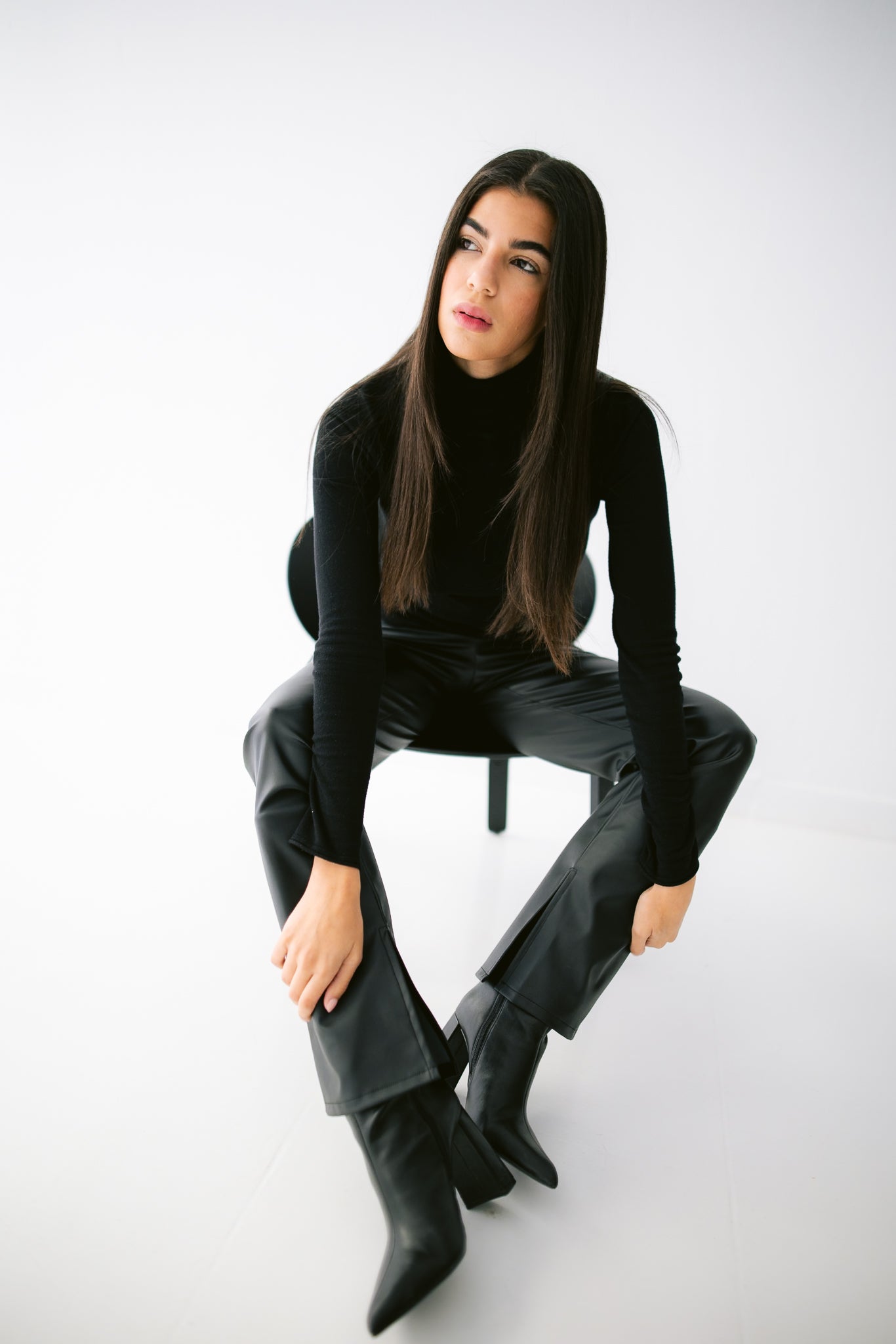 Flared Leather Trousers - Black