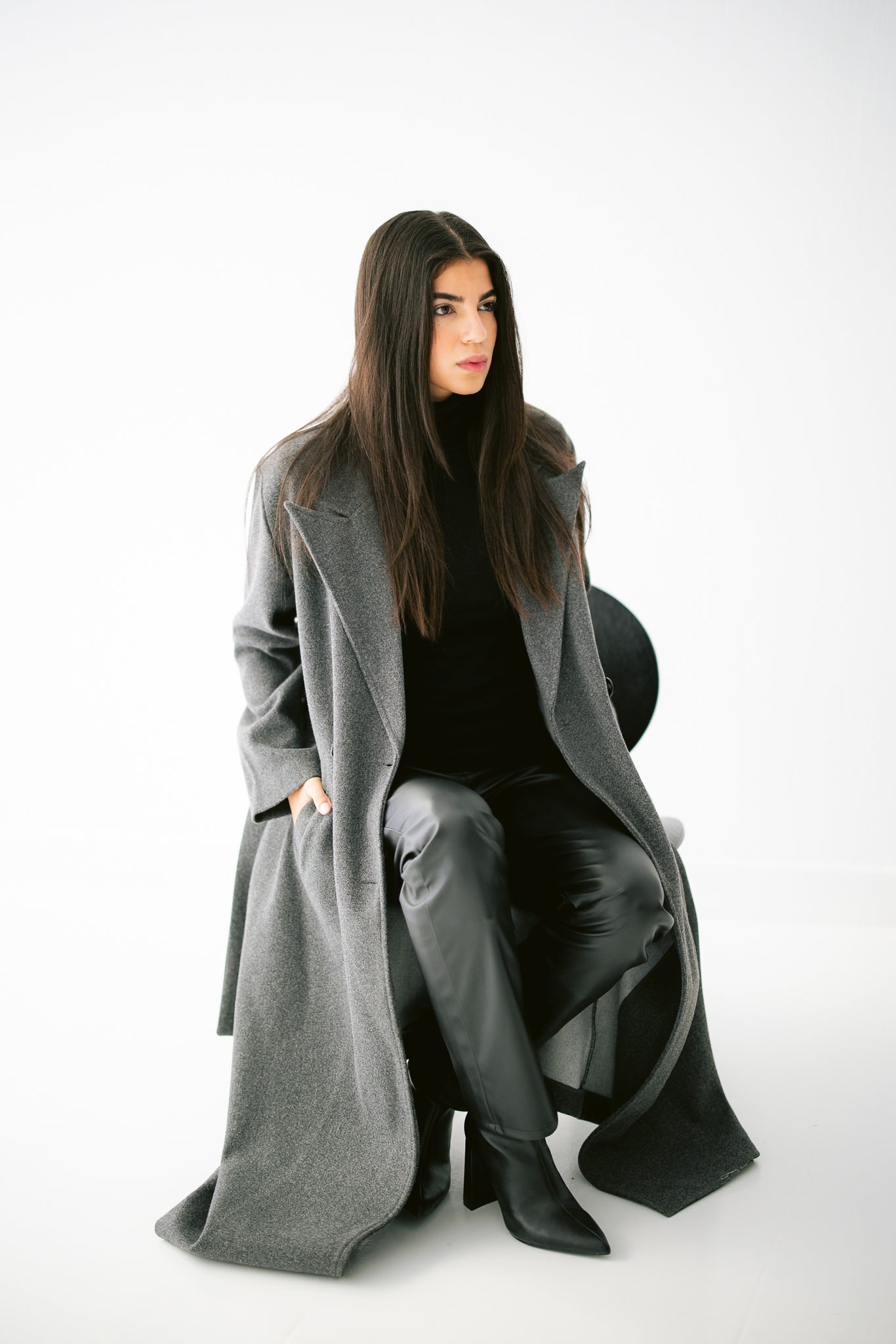 French Long Coat -Dark Gray