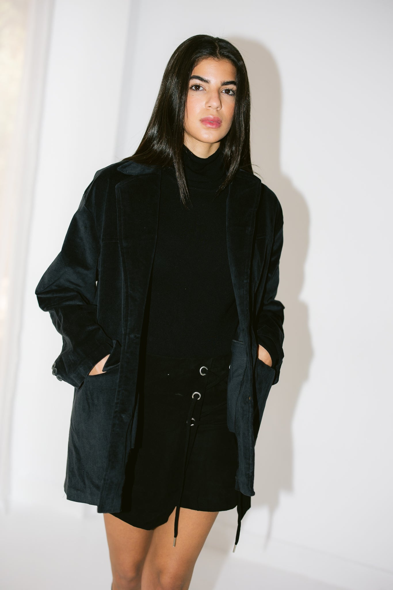 Oversized Suede Blazer - Black