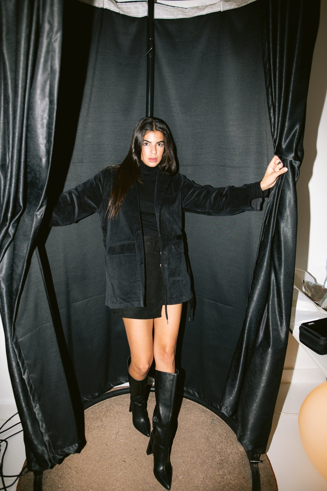 Oversized Suede Blazer - Black