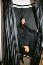 Oversized Suede Blazer - Black