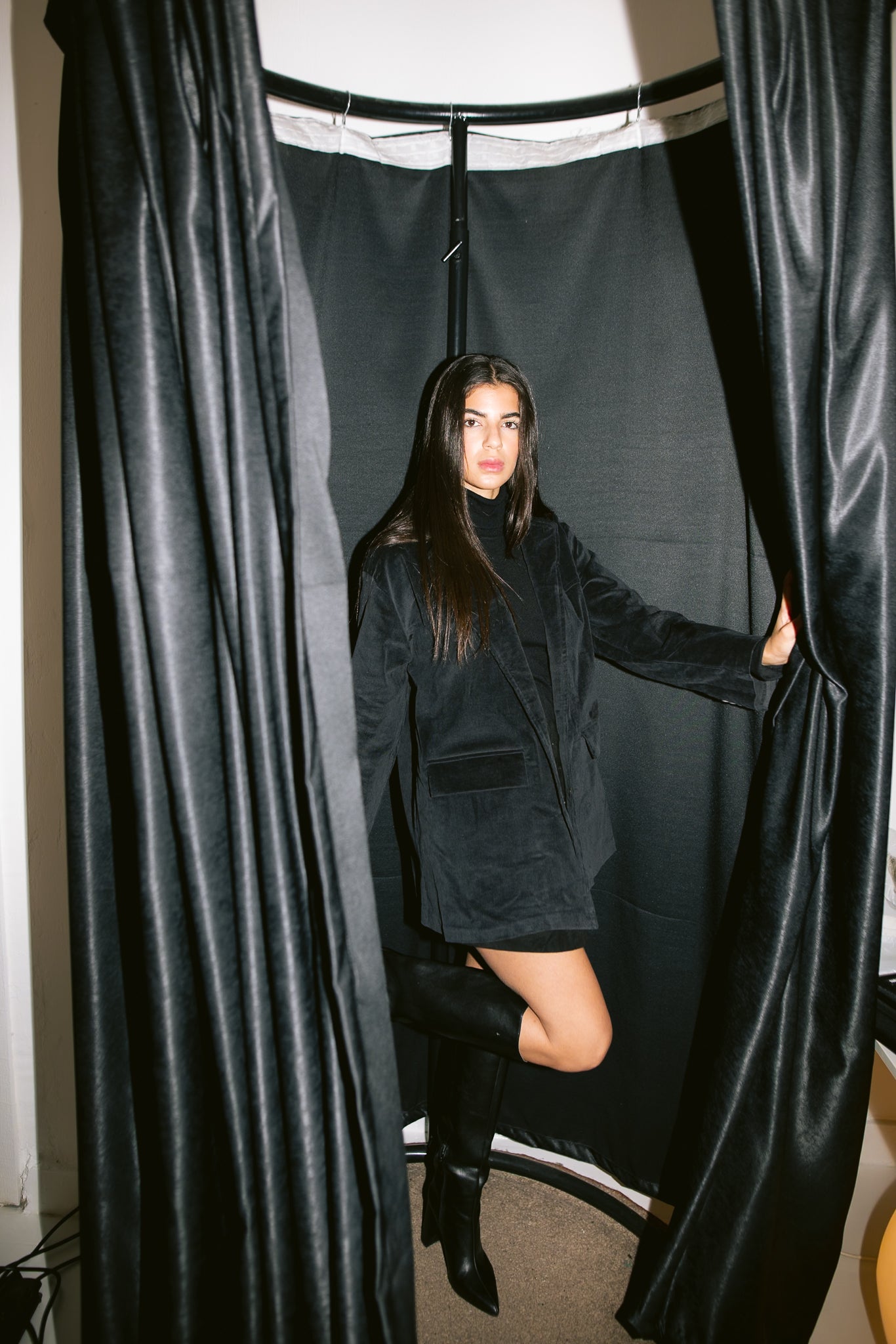 Oversized Suede Blazer - Black