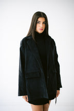 Oversized Suede Blazer - Black