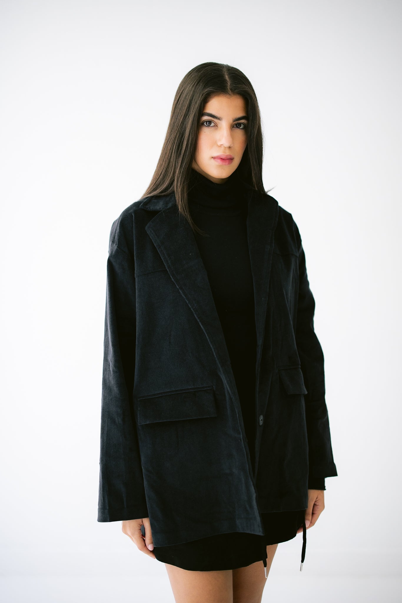 Oversized Suede Blazer - Black