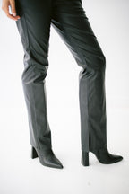 Flared Leather Trousers - Black