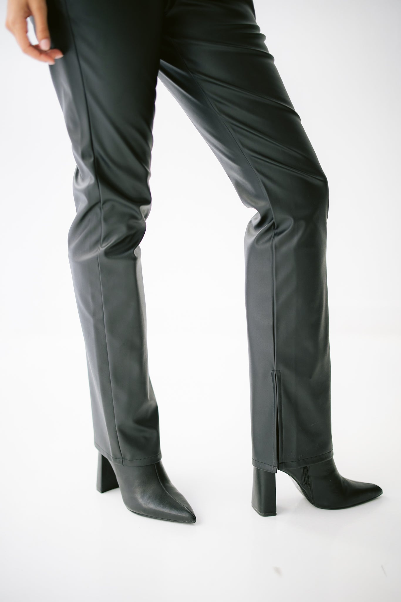 Flared Leather Trousers - Black
